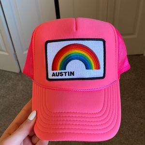 NWOT Austin rainbow trucker hat